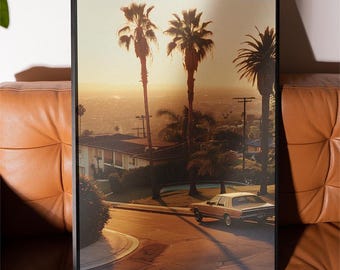 Los Angeles Vintage Travel Poster - Retro LA Cityscape Art, California Mid-Century Wall Print, Perfect for Home Decor or Gifts for Travelers