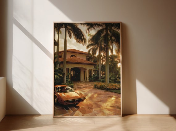 Vintage Miami Art Print, Beach Sunset Photography, Coastal Wall Decor