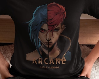 Arcane Jinx Art Tee, Vi, Powder, Ekko, League of legends, lol, Arcane tee, caitlyn, arcanejinx, akali, kaisa, leagueoflegendsfanart