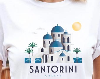 Santorini Greece T-Shirt: Island Travel Tee, Unisex Greek Clothes