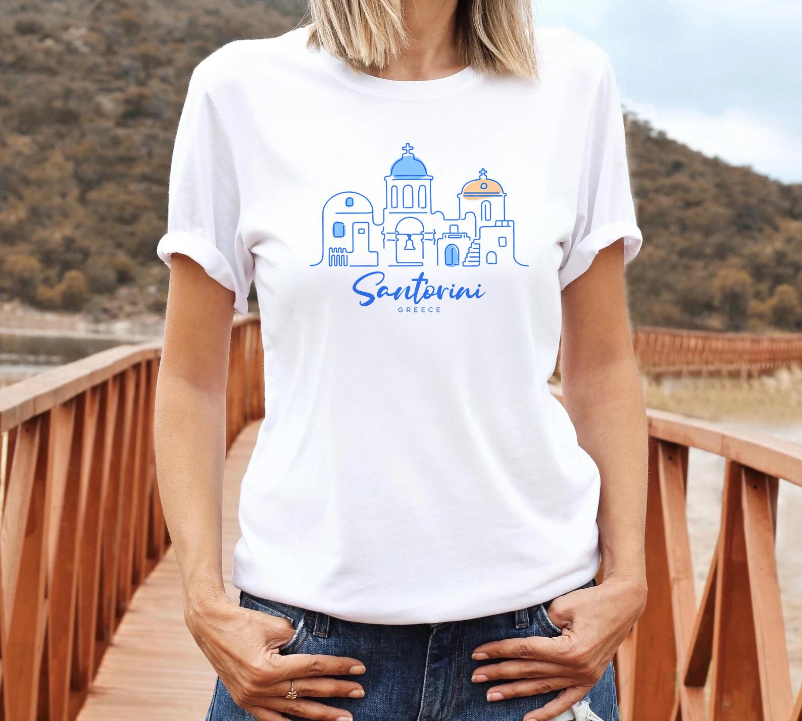 Santorini Greece T-Shirt: Island Coast Travel Tee