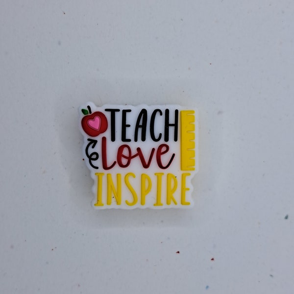 Perle focale en PVC Teach Love Inspire pour stylos et autres objets créatifs