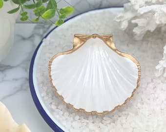 Pearl Scallop Shell Trinket/Ring Dish Gold