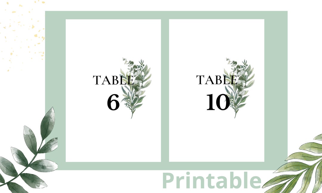 Table Numbers, Digital and Printable, Garden Style Wedding and ...
