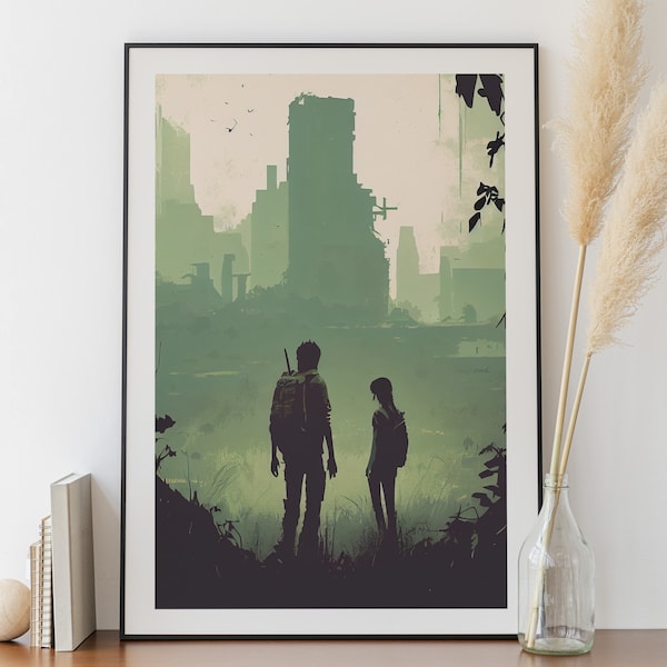 Poster The Last of Us - Ellie et Joel - Digital Painting - Série TLOU - Affiche de jeu - Art de jeu vidéo