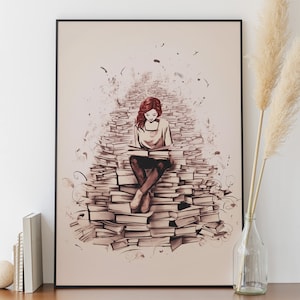 Pôster de inspiração apaixonado por leitura - pôster de escritório de literatura, arte de parede para escritores, pôster de biblioteca, livro, pôster de emoção