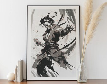 Martial Arts Gouache Poster - Kung Fu Painting