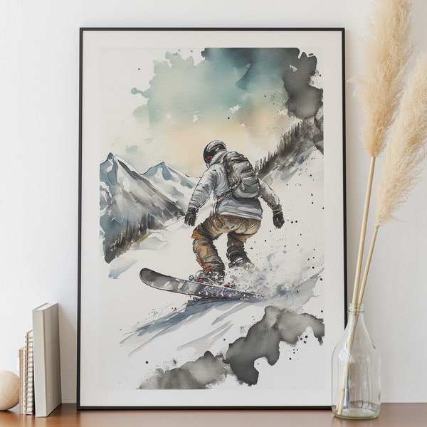 Poster Ski / Snowboard Aquarell