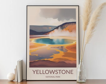 Yellowstone National Park, Minimalist Poster, Digital Painting, National Parks Print, National Park Poster, National Park Wall Art