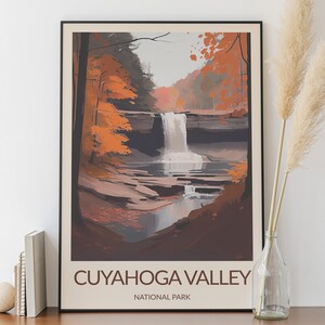 Cuyahoga Valley National Park, Minimalistische poster, Digitaal schilderij, Nationale parken print, Nationale park poster, Nationale park muurkunst