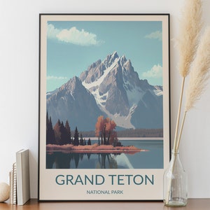 Grand Teton Nationalpark, Minimalistisches Poster, Digitale Malerei, Nationalparks Druck, Nationalpark Poster, Nationalpark Wandkunst