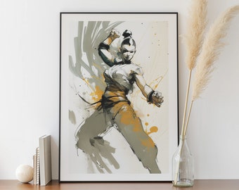 Poster Gouache Martial Arts - Kung Fu Painting