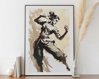 Martial Arts Gouache Poster - Kung Fu Painting