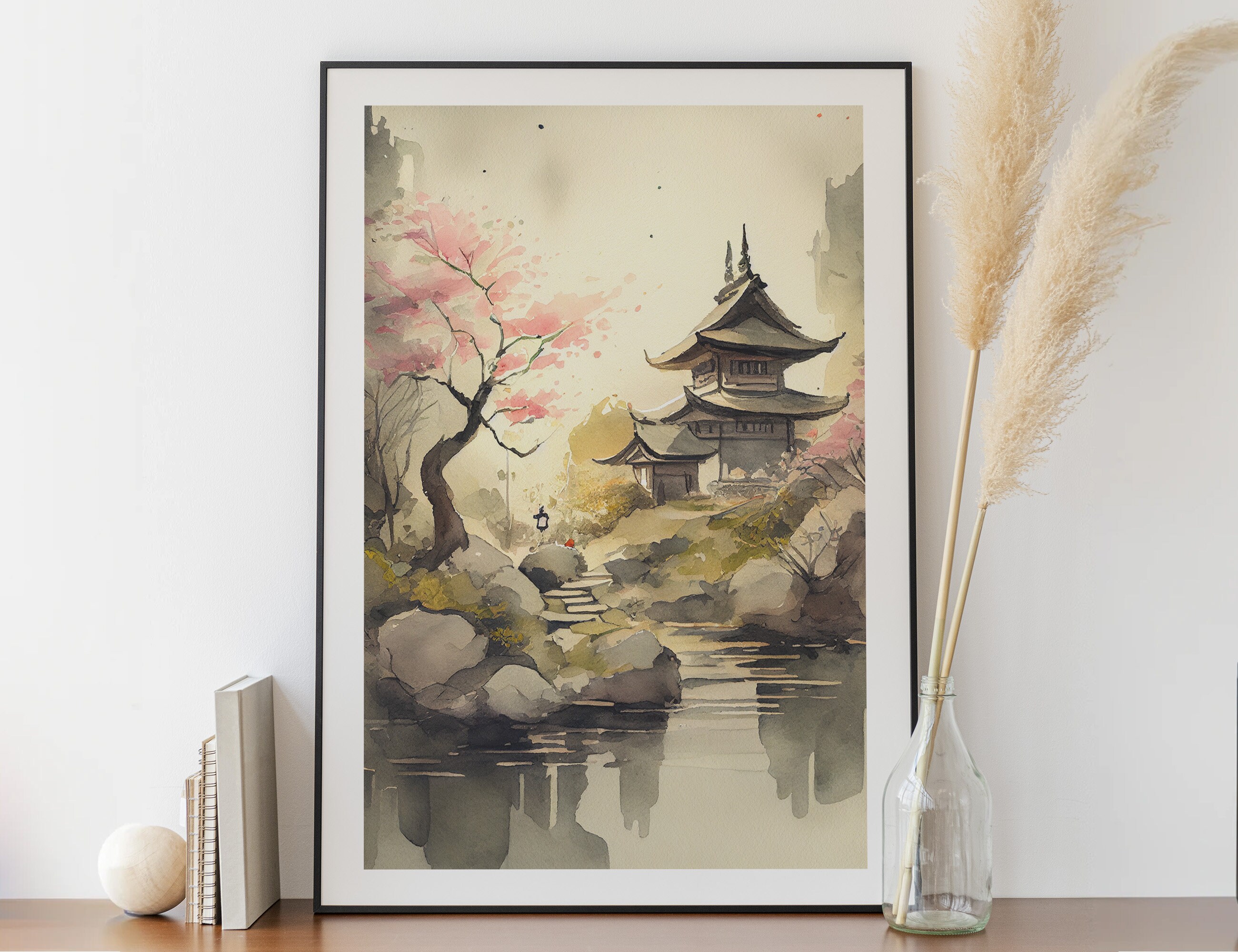Aquarell einer japanischen Landschaft