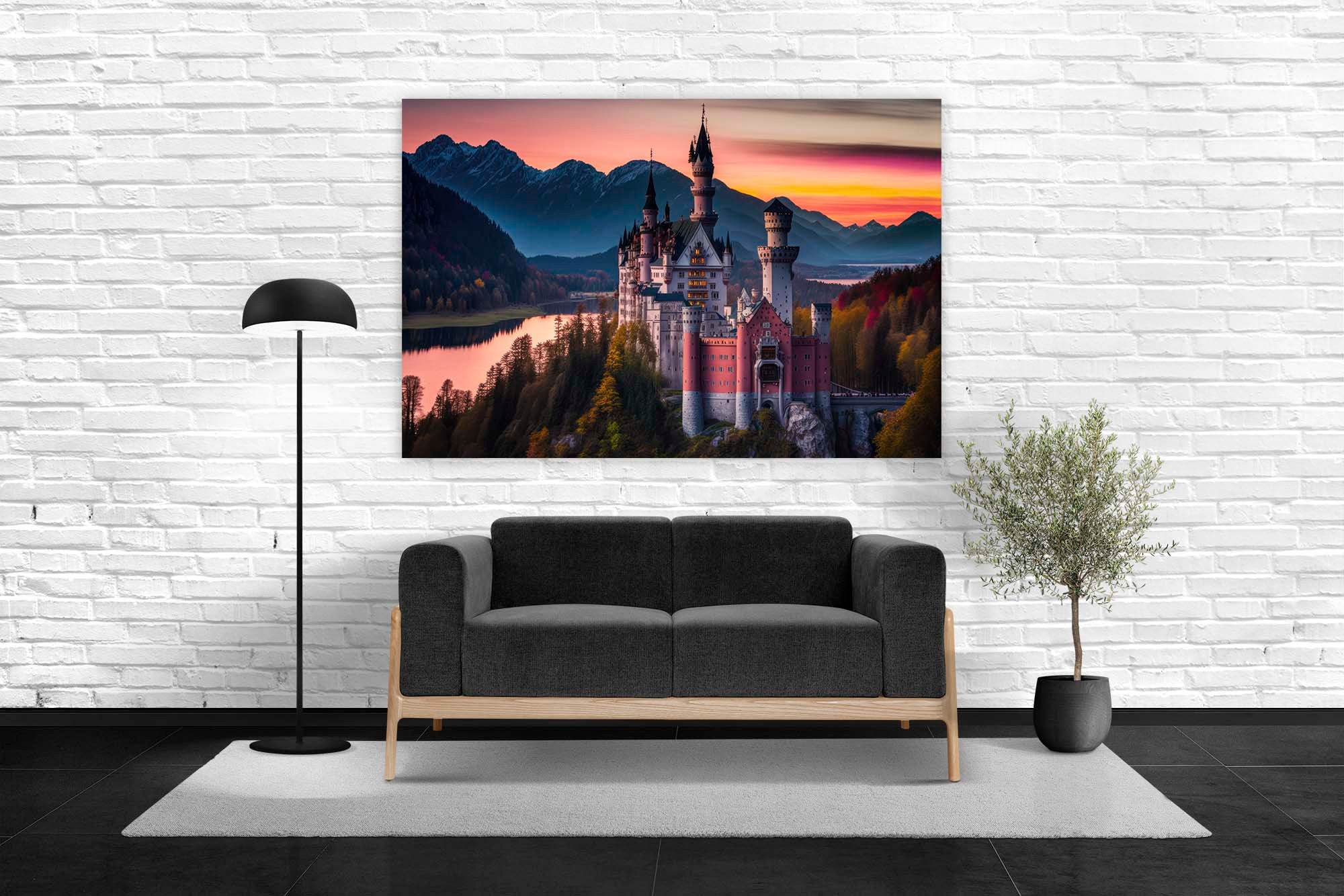 Neuschwanstein Castle, Printable Wall Art, Painting, Digital Download ...