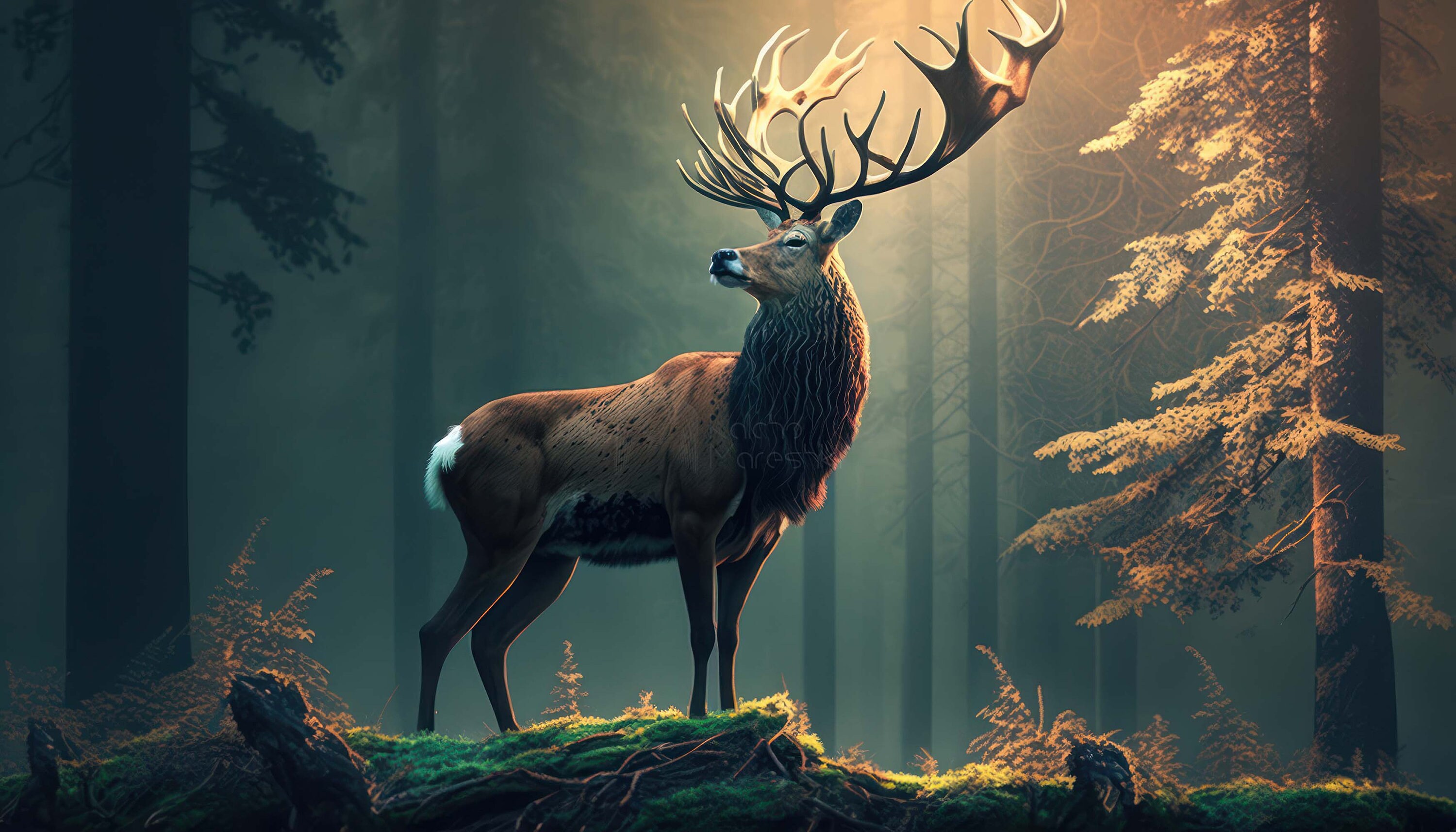 Deer Print, Forest Animal Wall Art, Printable, Forest Poster, Deer