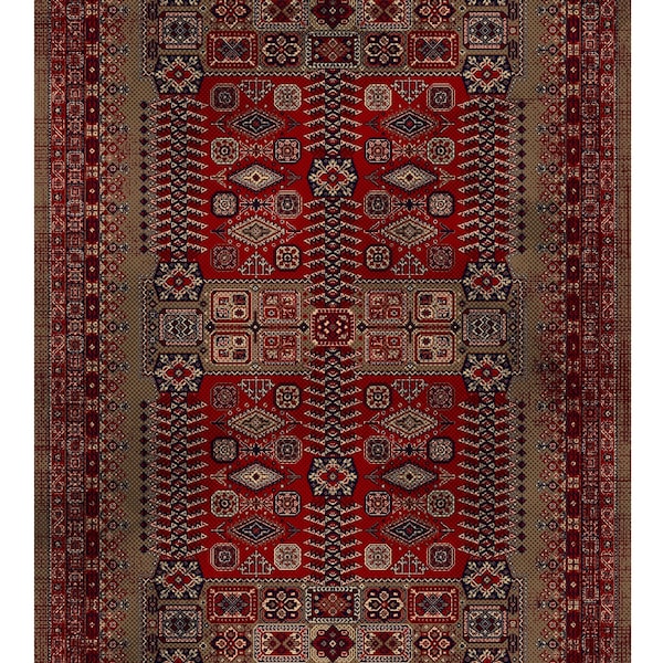 Area Rug 6x8, Red Afghan Rug, Traditional Rug, Luxury Rug, Red Area Rug, Red Turkish Rug, Heriz Rug 6x9, Red Rug 5x7, Oriental Rugs