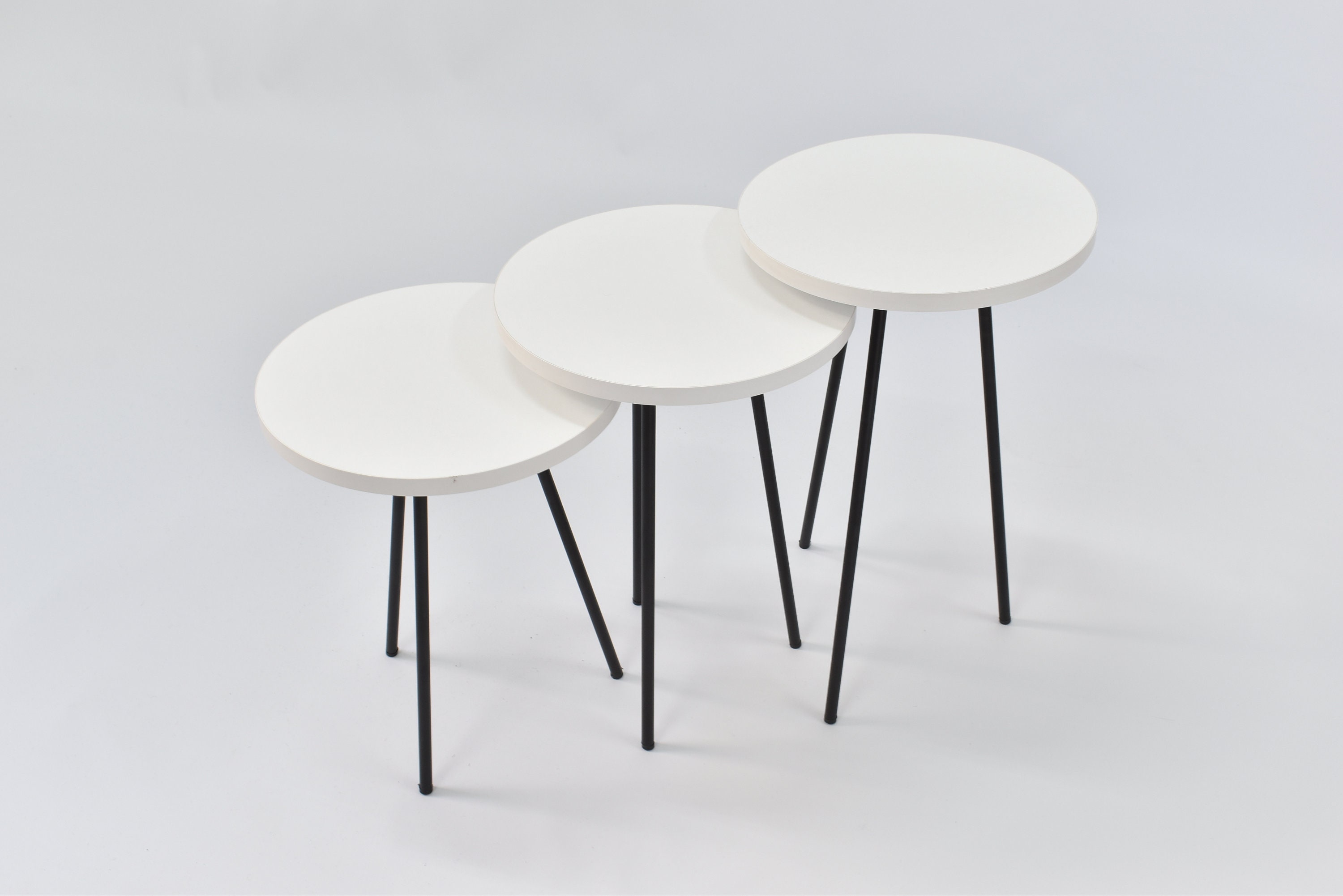 White Modern Coffee, Nesting Table Set of 3, End Table, Wooden Coffee ...