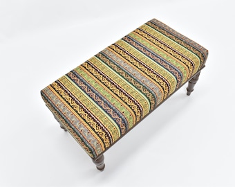 Bench, Bench for Bedroom, Kilim Bench, Ottoman Stool, Sitting Chair, Shoe Seat, kitchen table seat, rustic entryway bench, turkish bench