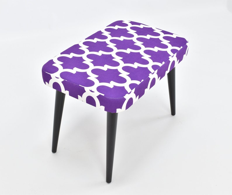 Unique Stool Upholstered Bench Sitting Chair Minimal Gift for Her Home Living Room Interior Design Handmade Furniture image 1