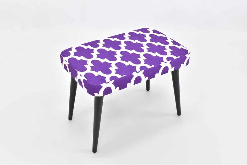 Unique Stool Upholstered Bench Sitting Chair Minimal Gift for Her Home Living Room Interior Design Handmade Furniture image 2