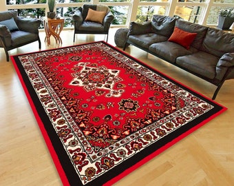 Turkish Red Rug, Ethnic Carpet- Traditional Rug 5x8 Rugs 6x9 Area Rug for Bedroom Rug,  Living Room Rug, Free Shipping Kilim Rug Home Gift