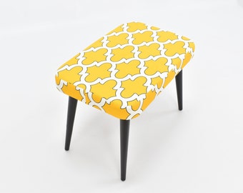 Yellow Stool, Upholstered Dining Table Chair - Modern Dining Chair - Handmade Wooden Dining Chair - Contemporary Chairs - Kitchen Cafe Chair