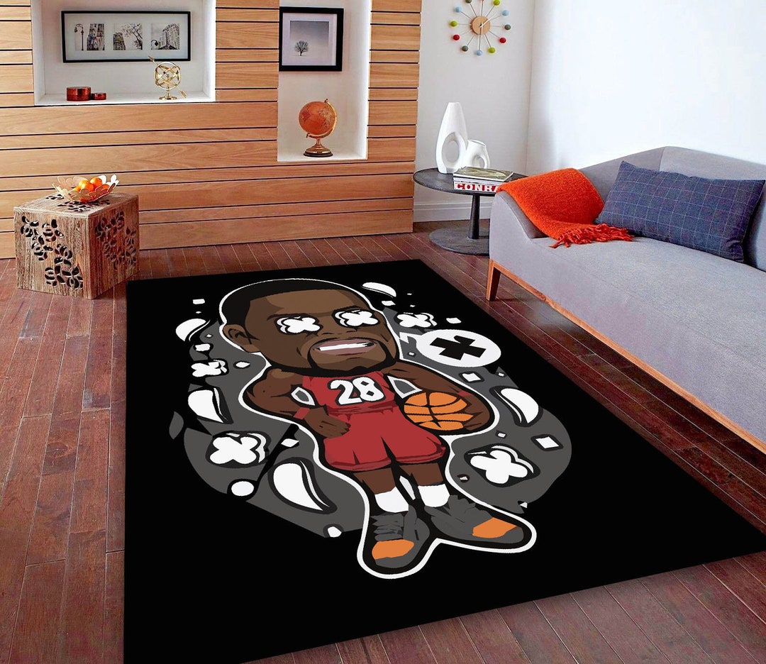 Jumpman Rug Basketball Carpet, Sports Decor, Game Room, Kids Room Decor, Basketball ...