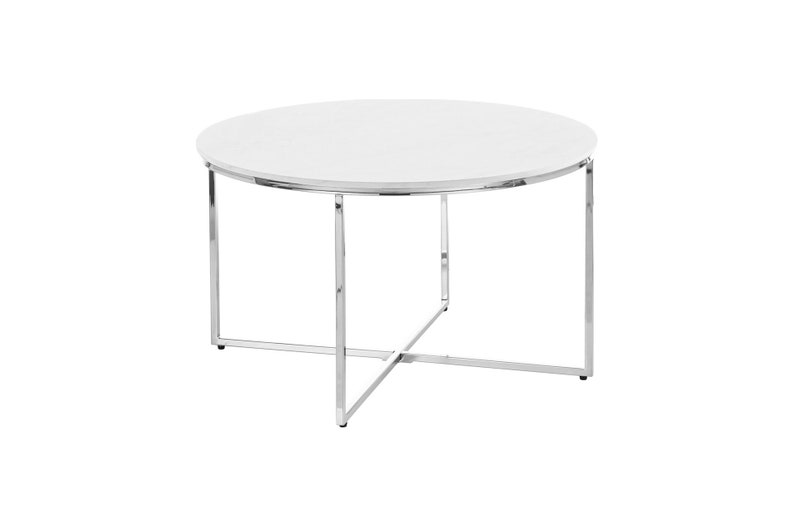 White Modern Coffee Table Low Coffee Table W/ Metal Table Leg Etsy