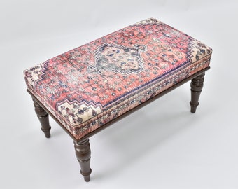 Ottoman Bench, Turkish Ottoman Footstool, Bedroom Bed Front Bench,  Pouf Ottoman, Kilim Rug Bench , Coffee Table, Upholstered Bench Handmade