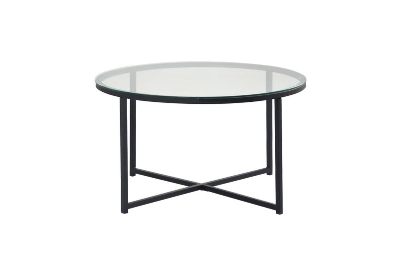 Modern Coffee Table Unbreakable Glass Top Coffee Table Chrome and Black