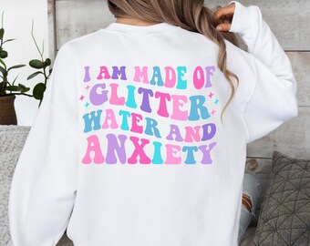 Ich Bin Aus Glitzerwasser Und Angst Gemacht | Psychische Gesundheit SVG PNG JPG, kommerzielle Nutzung Trendy Retro Cut-Dateien für Shirts, Aufkleber, Sublimation