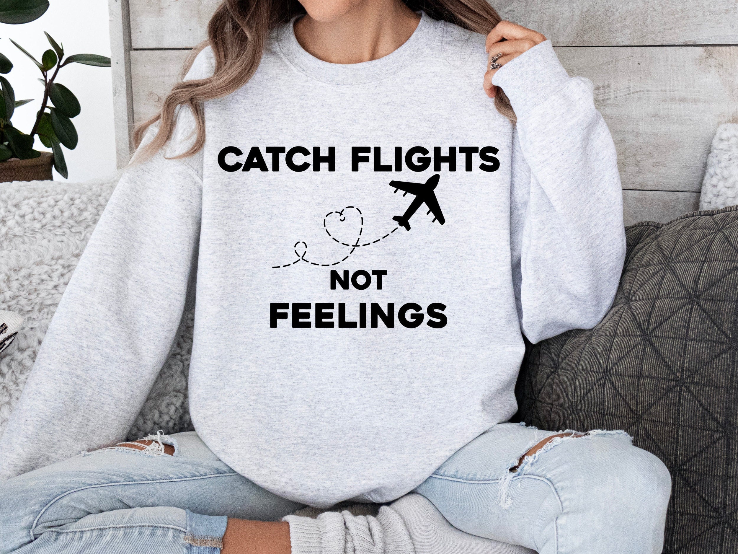 Catch Flights Not Feelings, Airplane SVG PNG Clipart, Travel Svg, Love ...