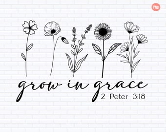 Wachse in Anmut PNG | Christliche Zitate | Glaube Clipart | Glaube png | Jesus png | Religiöses Png | Sublimationsdesign | Digitaler Download