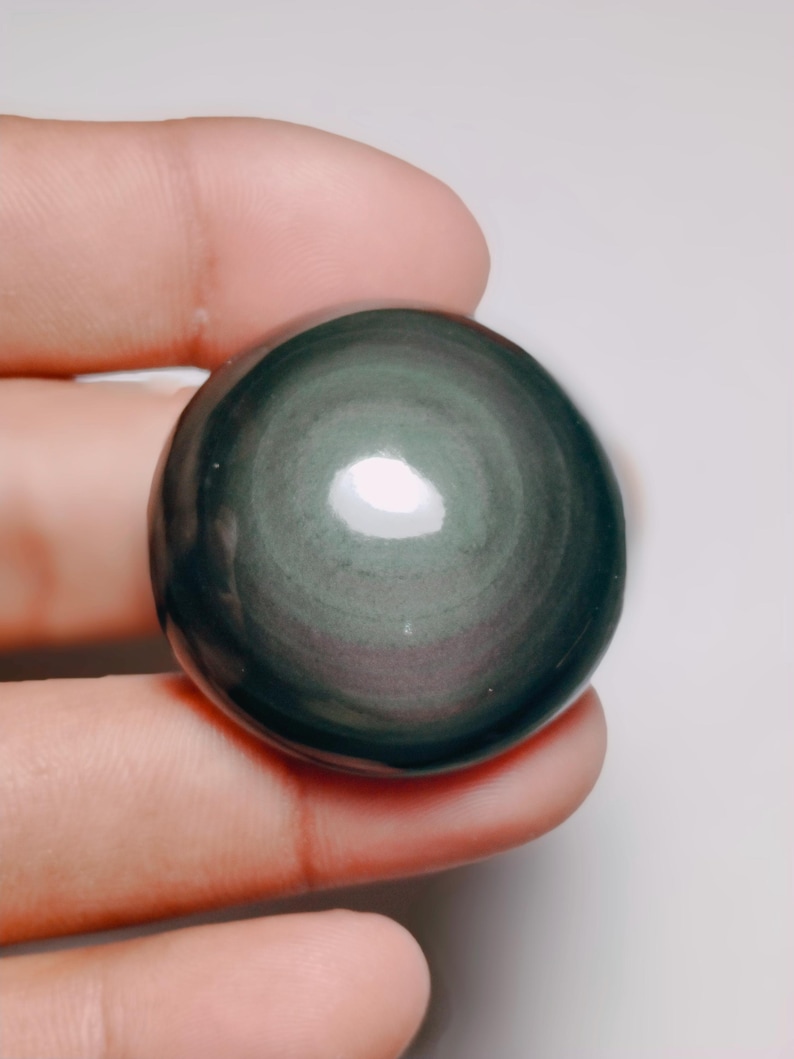 Eye Design Rainbow Obsidian Cabochon, Natural Rainbow Obsidian Gemstone