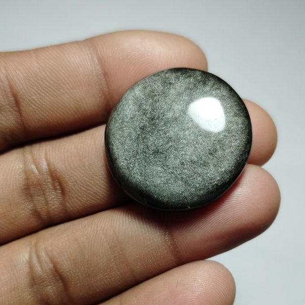 top quality silver sheen obsidian cabochon, natural silver color 28x28mm(44cts) loose gemstone semi precious stone