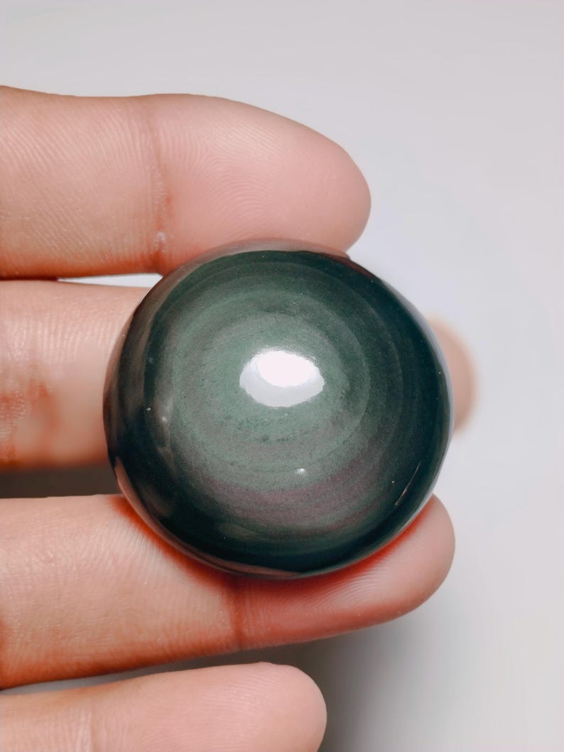Eye Design Rainbow Obsidian Cabochon, Natural Rainbow Obsidian Gemstone