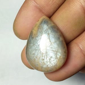 rare blue moonstone cabochon, natural moonstone  gemstone pear shape 1pcs 23x32mm(48ct) loose gemstone jewelry making gemstone