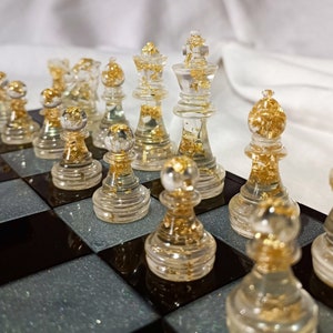 Resin Chessboard, Chessboard Set, Handmade Chessboard, Resin Chessmen