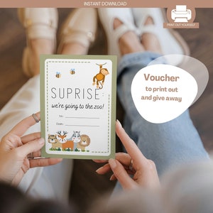 Voucher Zoo Gift to print out Voucher Zoo Visit for Children Gift Last Minute Voucher Parents Grandparents Invitation