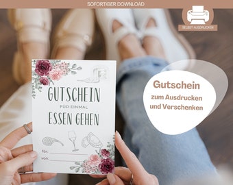 Voucher cadeau om voucher restaurant af te drukken voor vrouw cadeau last minute voucher ga uit eten uitnodiging vriendin
