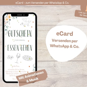 Voucher Uit eten eCard Cadeaubon Verjaardagscadeau Last Minute Voucher Restaurantuitnodiging Vriendinnendiner