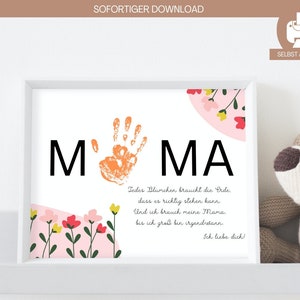 Regalo mamá huella de la mano regalo para imprimir regalo de última hora niño DIN A4