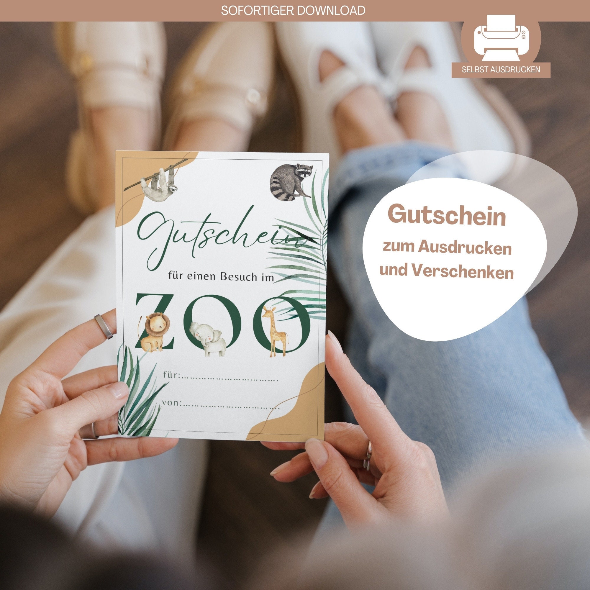 Gutschein Zoo Geschenk zum Ausdrucken Gutschein Zoo Besuch für Etsy