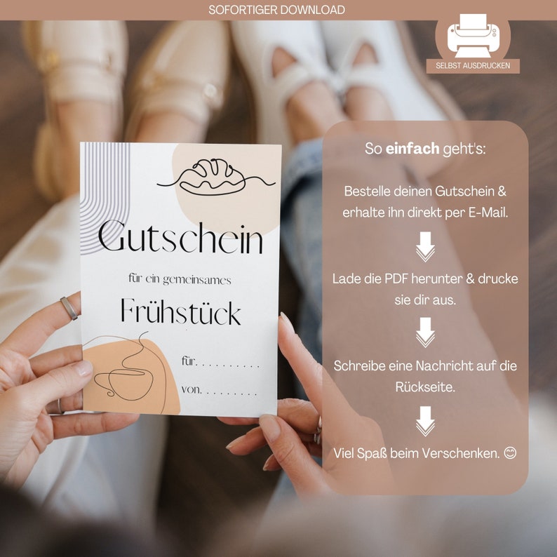 Gutschein Frühstück Geschenk zum Ausdrucken Freundin Gutschein Etsy Österreich