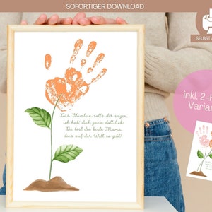 Regalo mamá huella de la mano regalo para imprimir regalo de última hora niño DIN A4