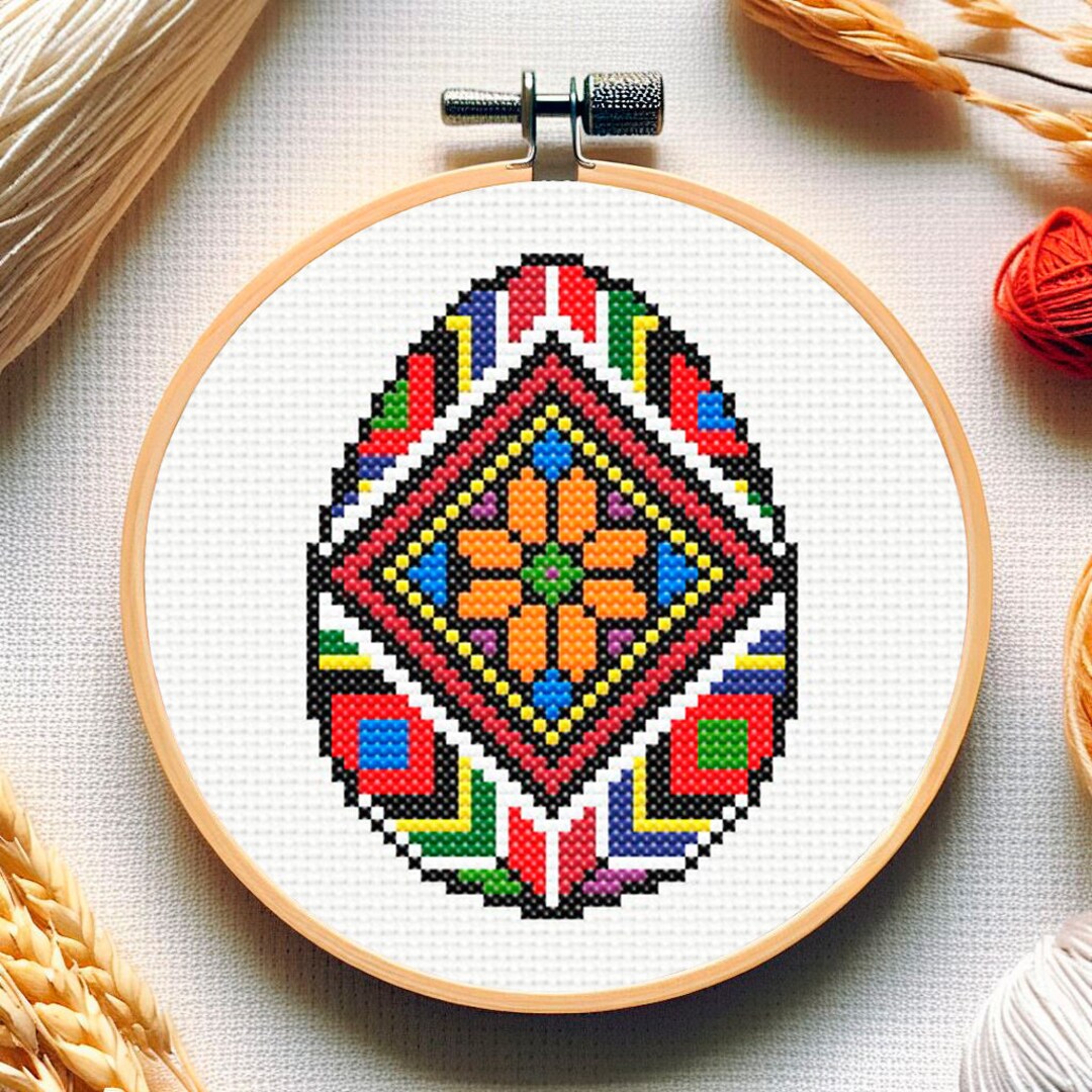 Ukrainian Pysanka Cross Stitch Pattern: Easter Egg Flower Decor (PDF ...