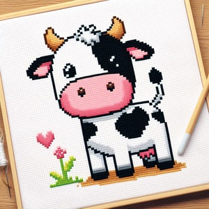 Country Charm PDF Instant Download Cross Stitch Pattern Funny Cross Stitch Cow Decor Cow Lover Gift Cow Embroidery Funny Cow Sampler