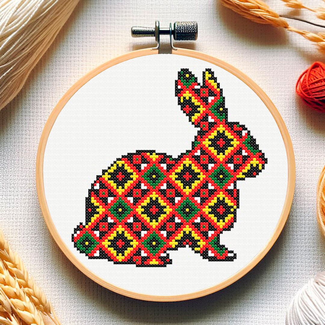 Ukrainian Easter Bunny Cross Stitch Pattern, Geometric Rabbit (PDF ...