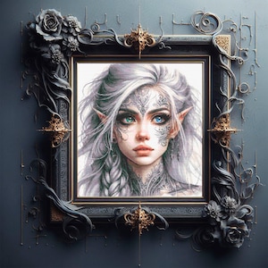Elf Queen’s Reverie - Cross-Stitch Pattern Enchanting Fantasy Art Majestic DIY Tapestry PDF Instant Download